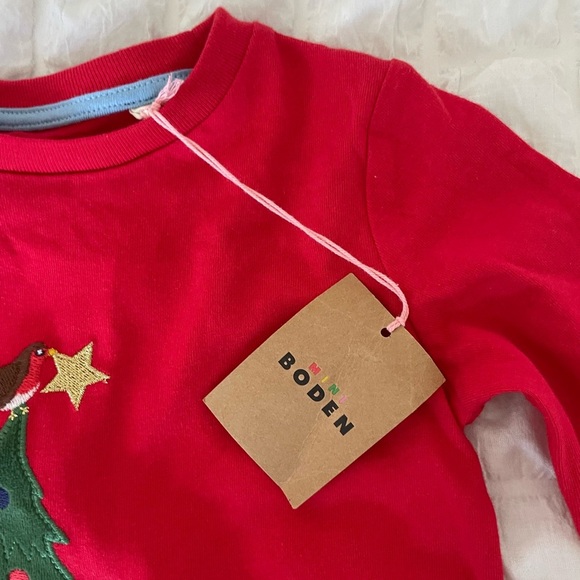 Boden Red Long Sleeve Christmas Tee - Picture 3 of 7